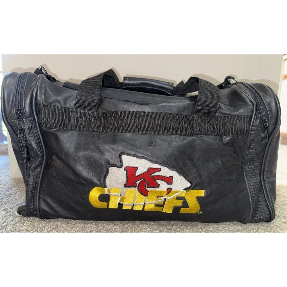 Vintage Kansas City Chiefs A.D.S. Sports NFL Faux Leather Travel Duffle Bag RARE